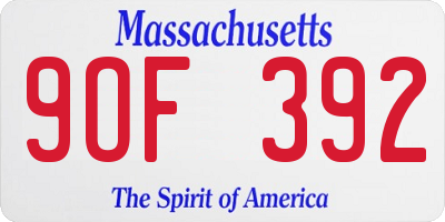 MA license plate 9OF392
