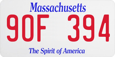 MA license plate 9OF394