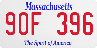 MA license plate 9OF396