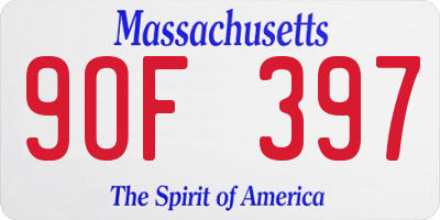 MA license plate 9OF397