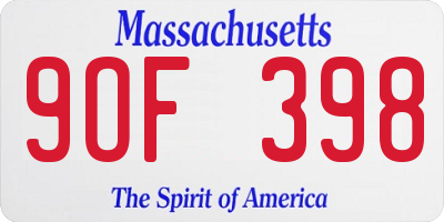 MA license plate 9OF398