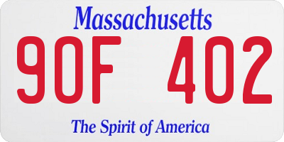 MA license plate 9OF402