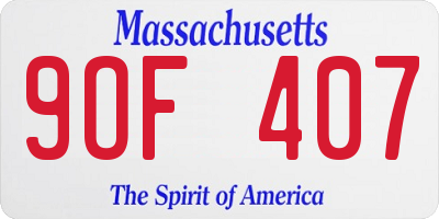 MA license plate 9OF407