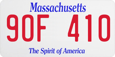 MA license plate 9OF410