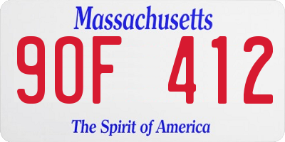 MA license plate 9OF412