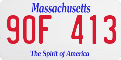 MA license plate 9OF413