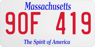 MA license plate 9OF419