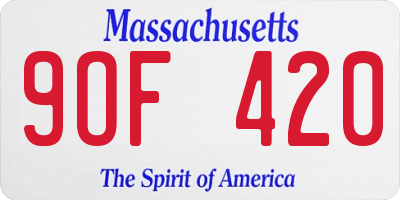 MA license plate 9OF420