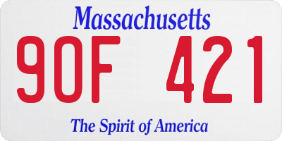 MA license plate 9OF421