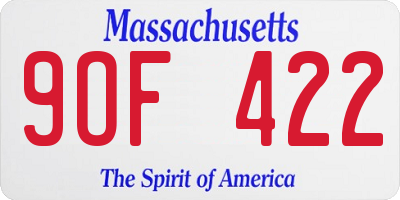MA license plate 9OF422