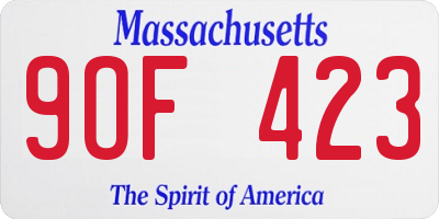 MA license plate 9OF423