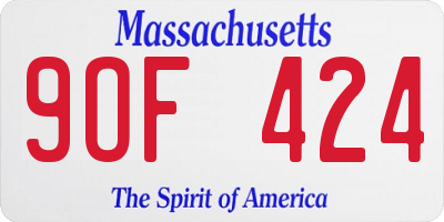 MA license plate 9OF424