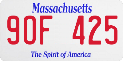 MA license plate 9OF425