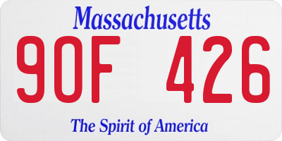 MA license plate 9OF426