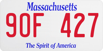 MA license plate 9OF427