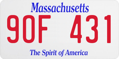 MA license plate 9OF431
