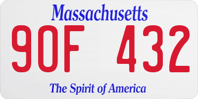 MA license plate 9OF432