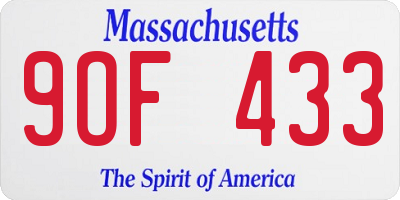 MA license plate 9OF433