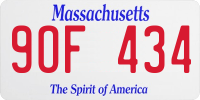 MA license plate 9OF434