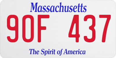 MA license plate 9OF437