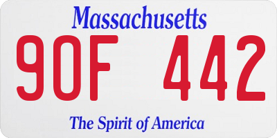 MA license plate 9OF442
