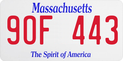 MA license plate 9OF443