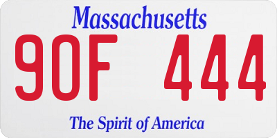 MA license plate 9OF444