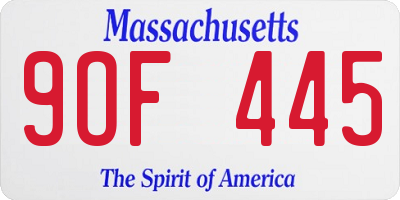 MA license plate 9OF445