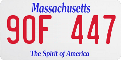 MA license plate 9OF447