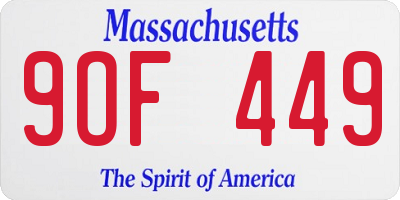 MA license plate 9OF449