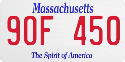 MA license plate 9OF450