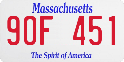 MA license plate 9OF451