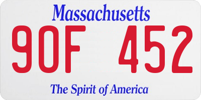 MA license plate 9OF452