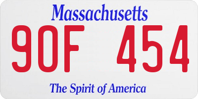 MA license plate 9OF454