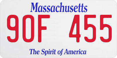 MA license plate 9OF455