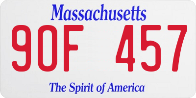 MA license plate 9OF457