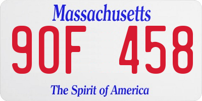 MA license plate 9OF458