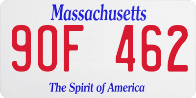 MA license plate 9OF462