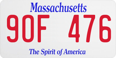 MA license plate 9OF476