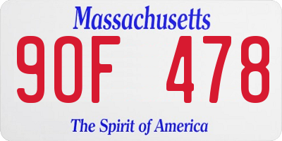 MA license plate 9OF478