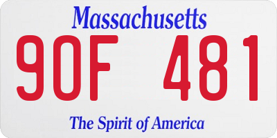 MA license plate 9OF481