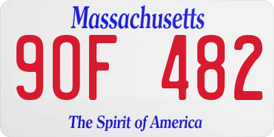 MA license plate 9OF482