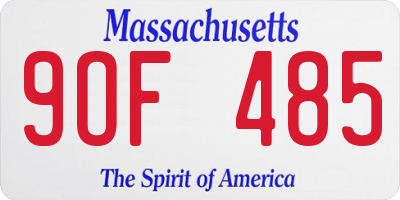 MA license plate 9OF485