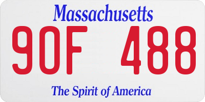 MA license plate 9OF488