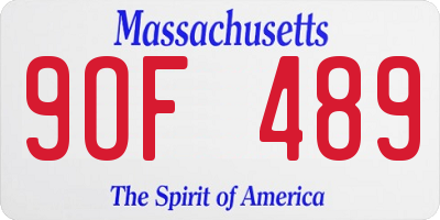 MA license plate 9OF489