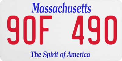 MA license plate 9OF490