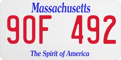 MA license plate 9OF492