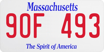 MA license plate 9OF493