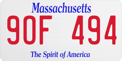 MA license plate 9OF494
