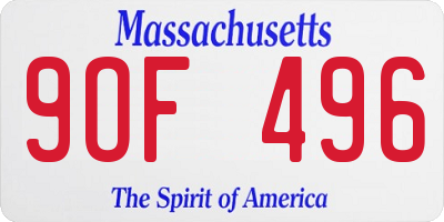 MA license plate 9OF496